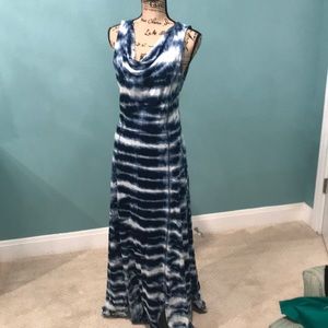 XCVI blue and white tie dyed maxi dress